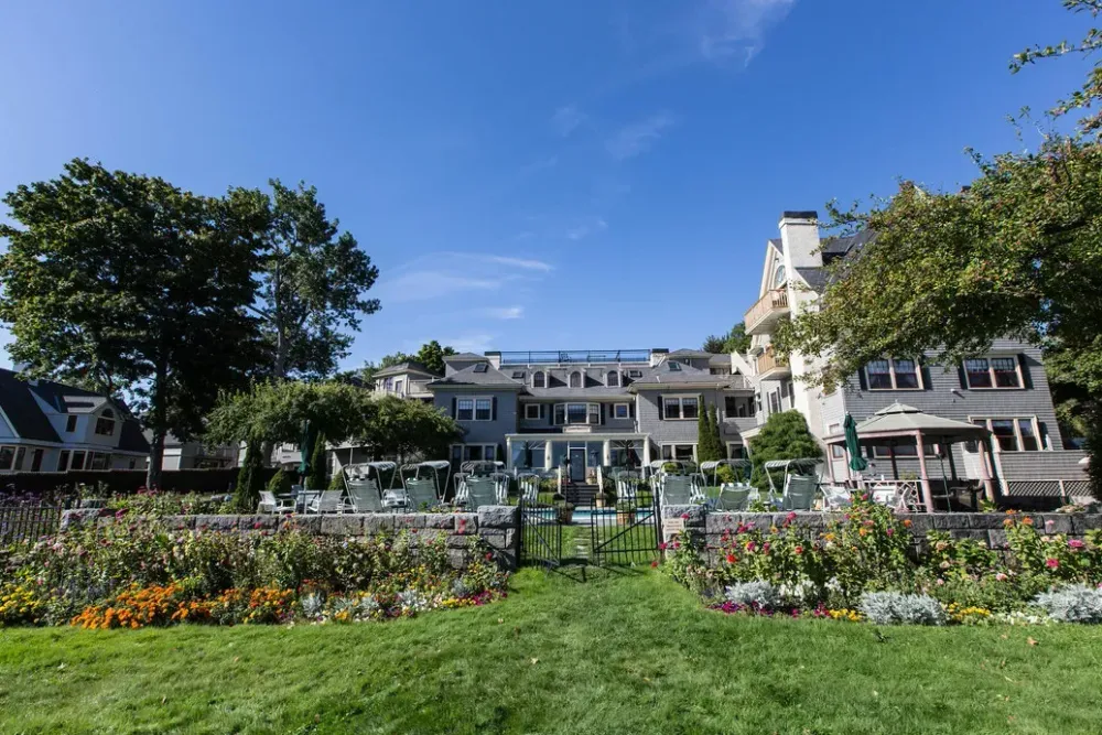 Balance Rock Inn's green grounds and historic oceanfront mansion
