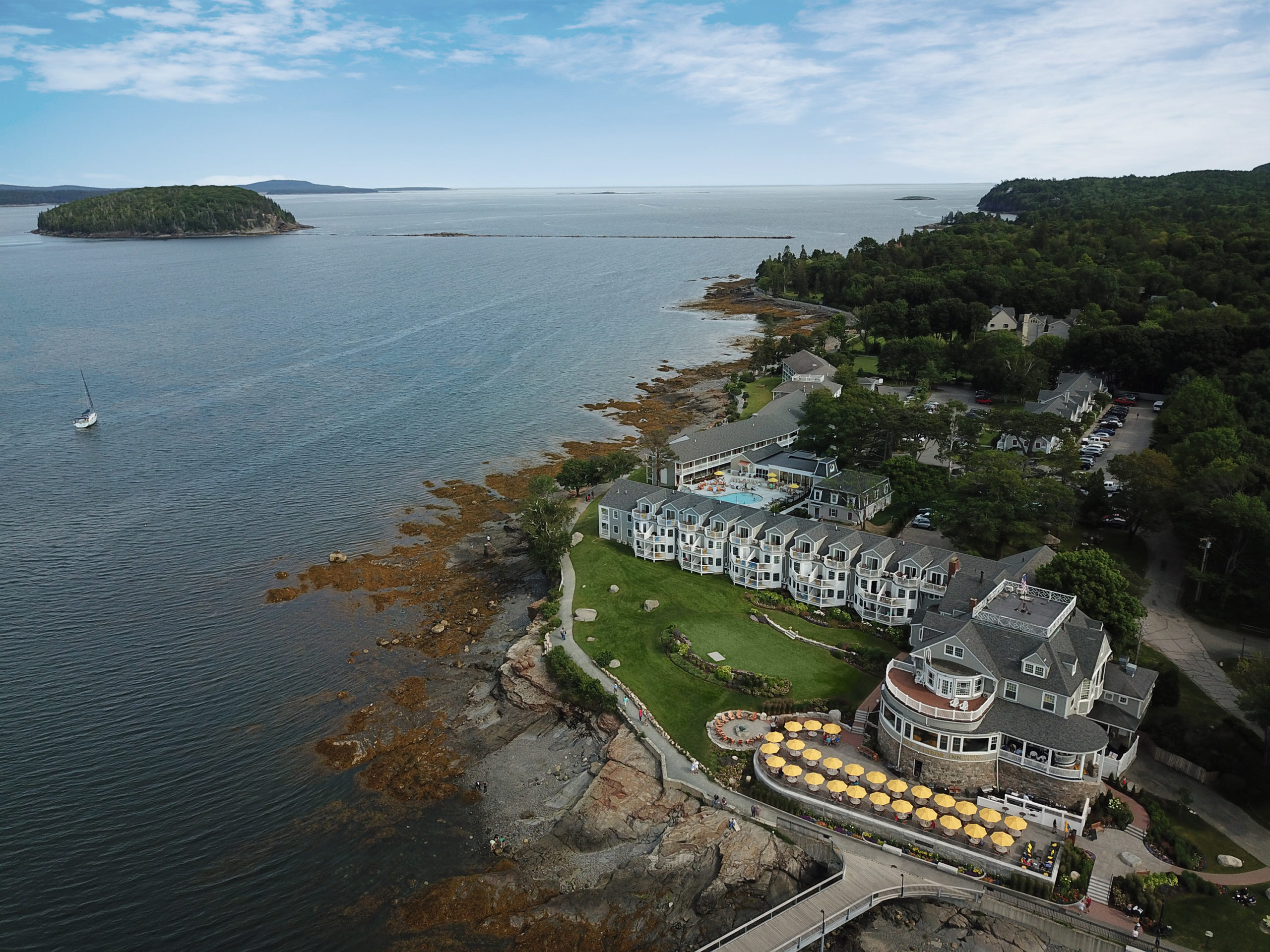 Bar Harbor Inn waterfront grounds and surrounding shoreline
